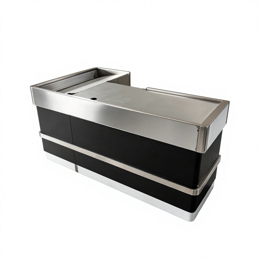 L‑Shaped Stainless Steel Supermarket Checkout Counter