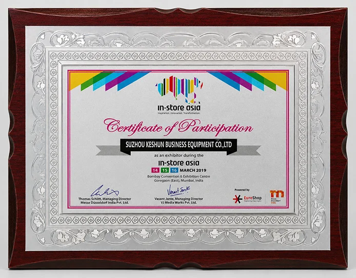 Certificate of participation In-Store Asia 2019