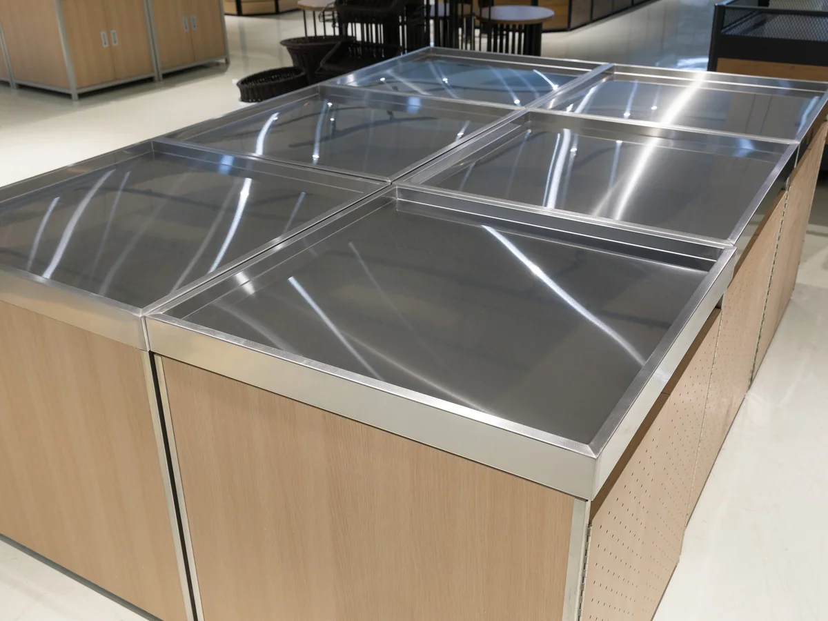 Close-up of the base of the island clear of the floor