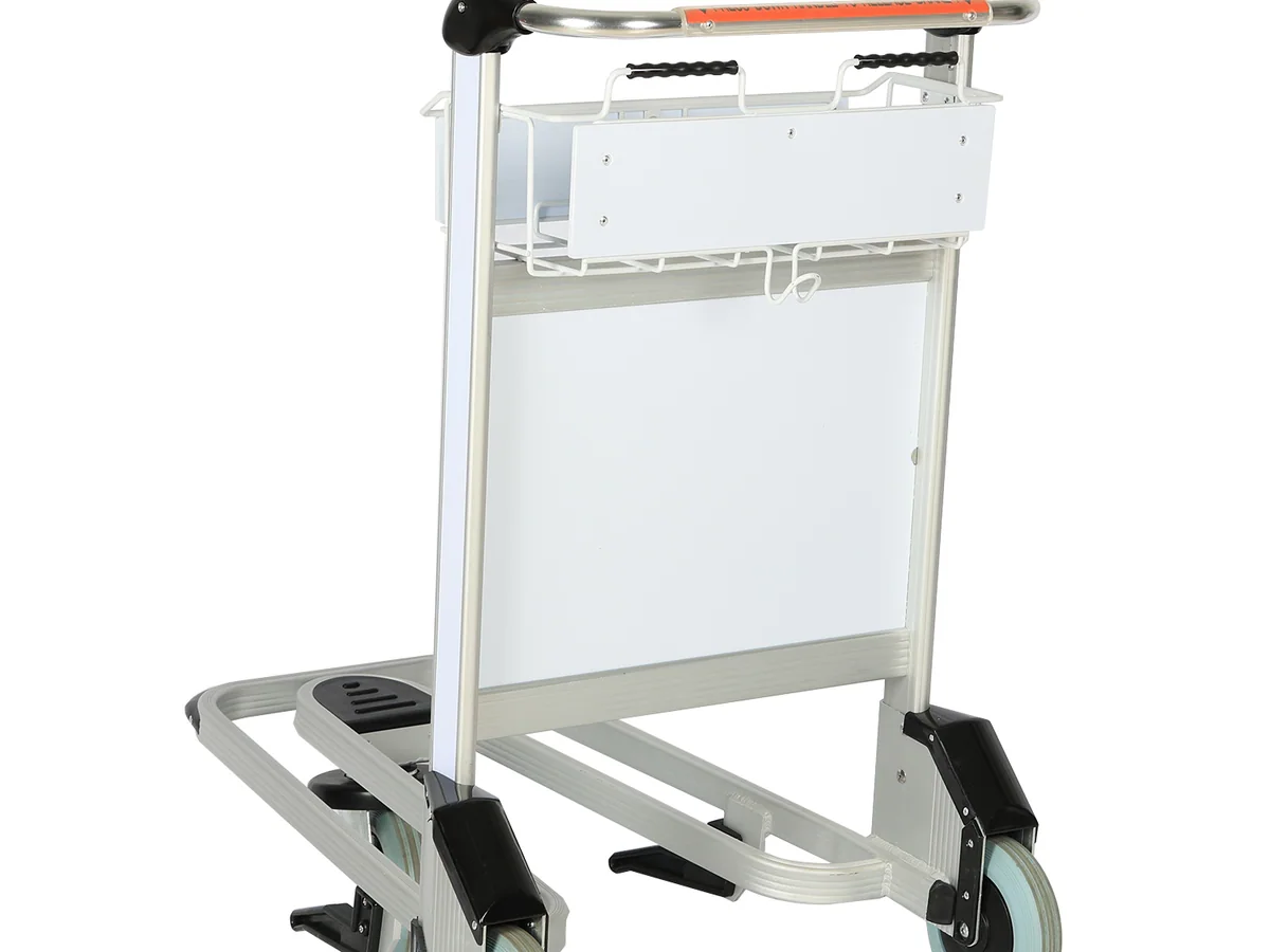 Close-up of the brake mechanism at the castor