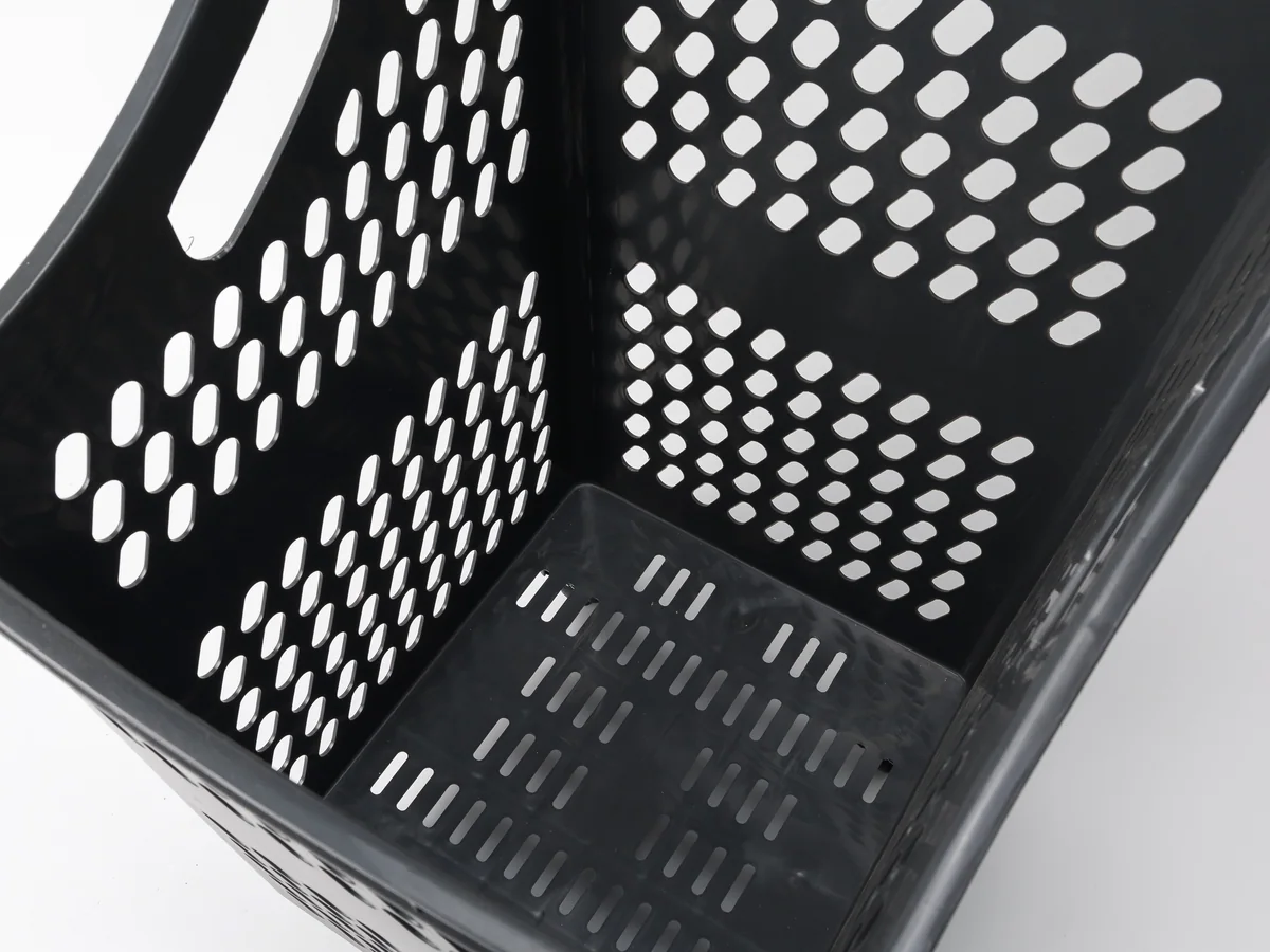 Close-up of the handle mounting into the basket body