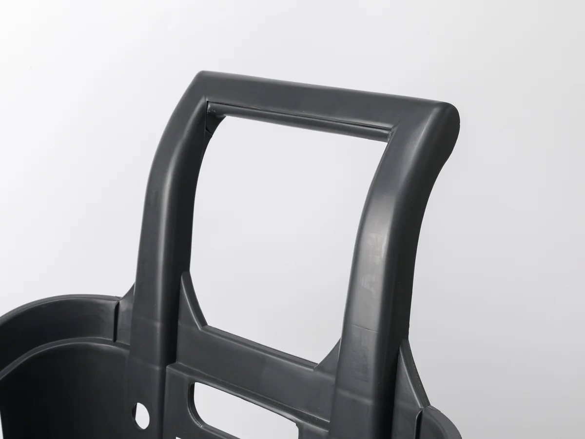 Close-up of the narrow base of the tall roller basket