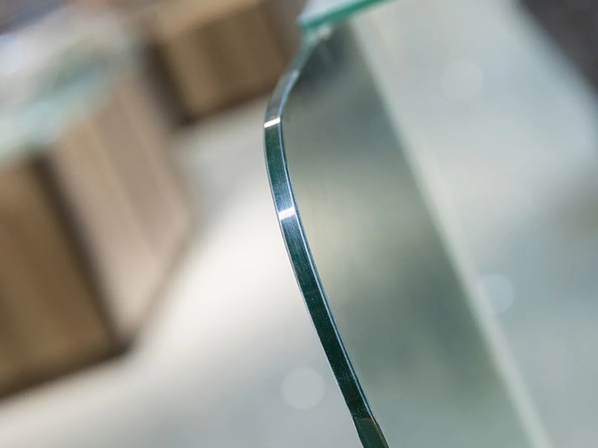 Close-up of the recessed scale well in the desk worktop