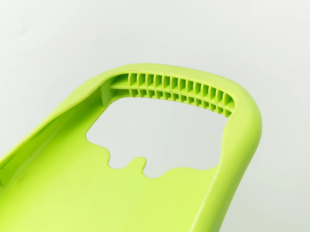 Close-up of the shell sitting on a flat surface