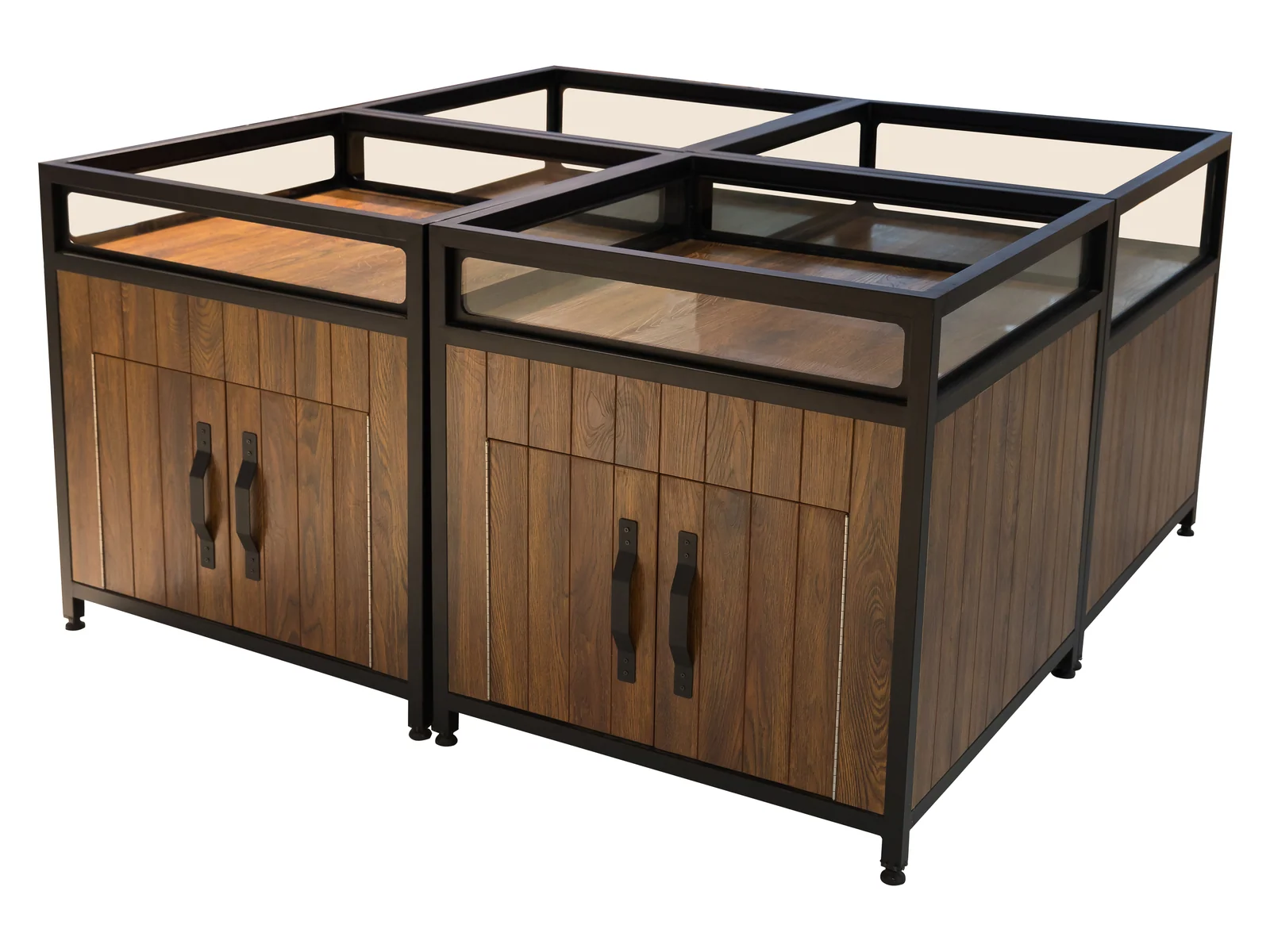 Cross Braced Square Dry Goods Cabinet photographed from the front on a white studio background