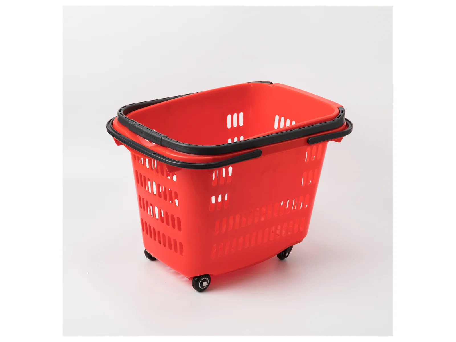 Low Roller Basket with Four Wheels photographed from the front on a white studio background