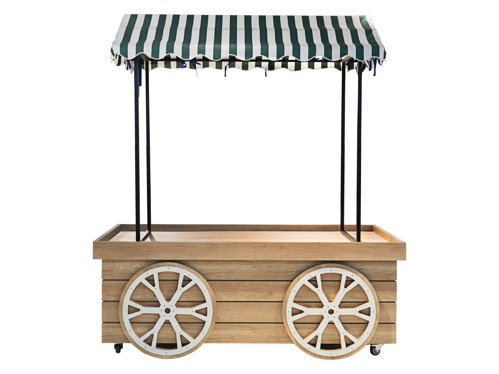Market Cart with Canopy for Cooked Food photographed from the front on a white studio background