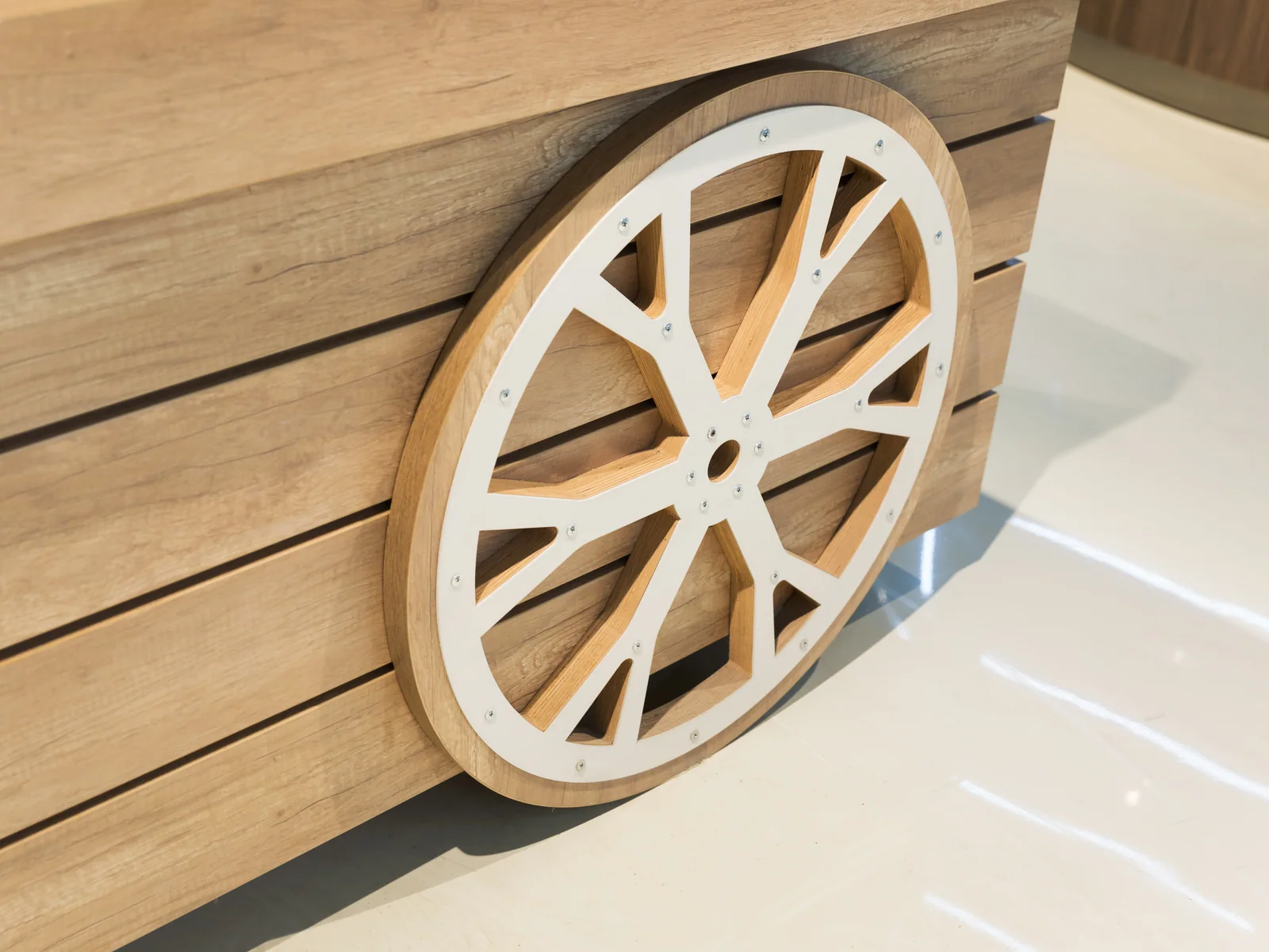 Market cart photographed from the side showing the wagon wheels and canopy