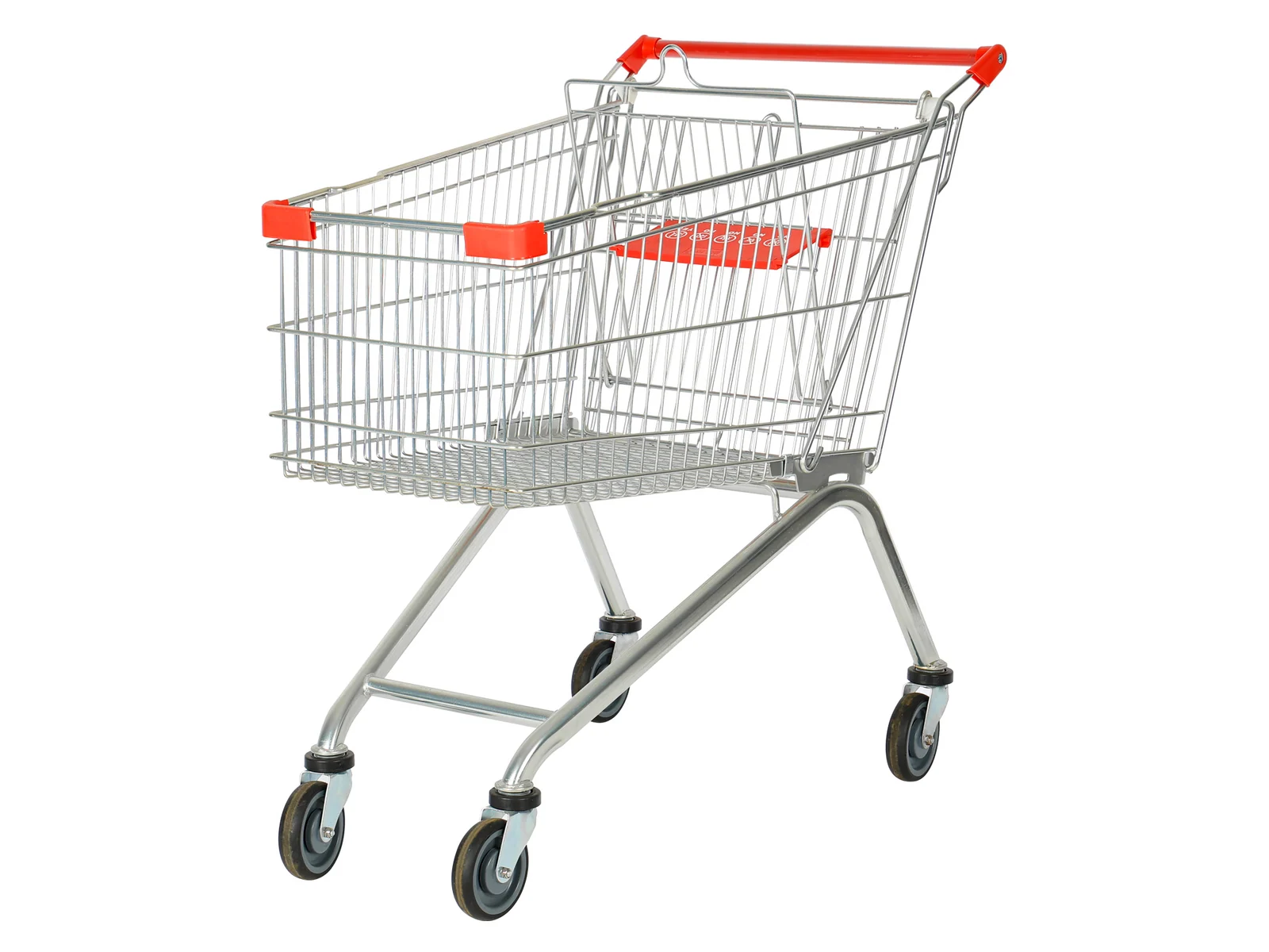Nesting Supermarket Trolley with Child Seat photographed from the front on a white studio background