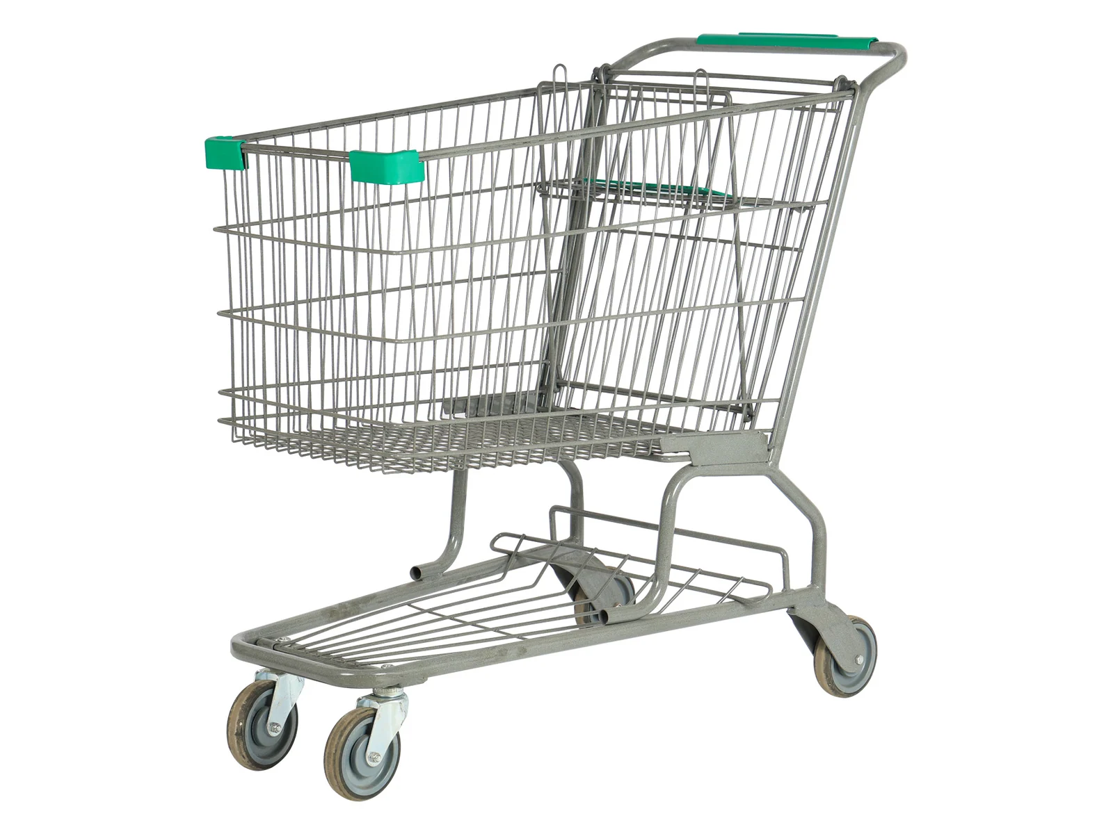 Nesting Trolley with Green Handle photographed from the front on a white studio background