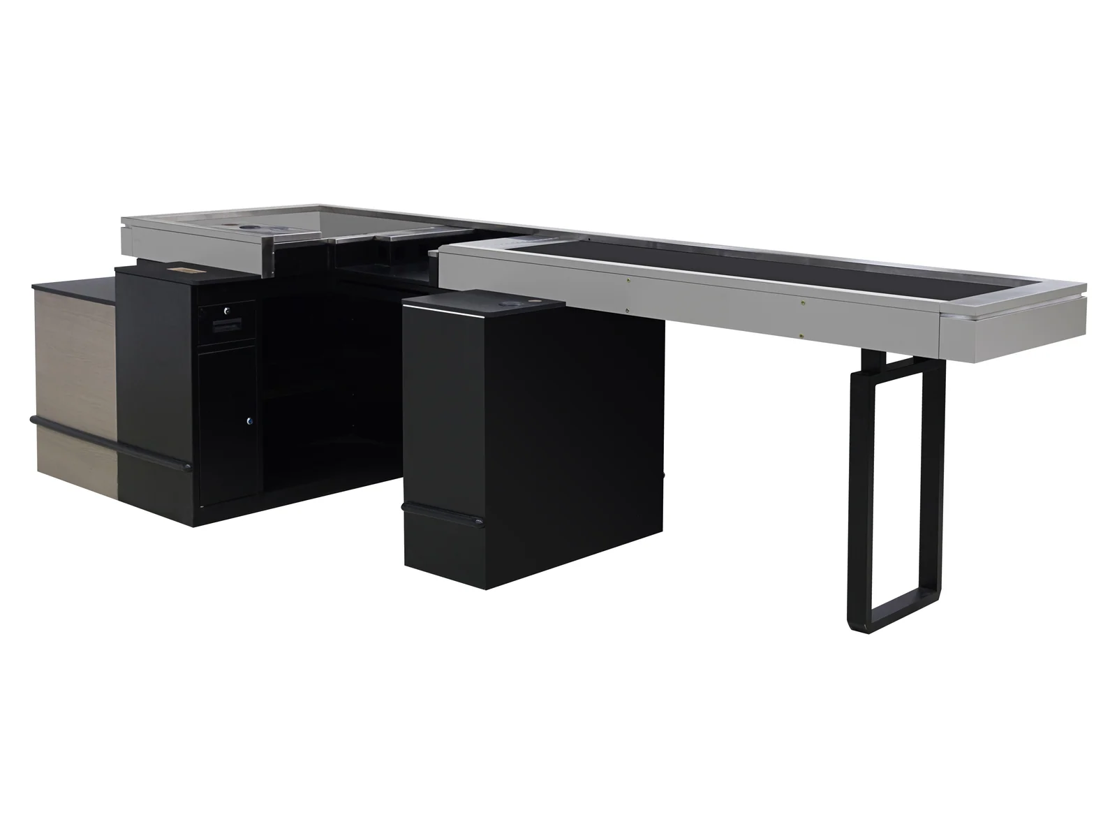 Open Frame Cashier Counter without a Belt photographed from the front on a white studio background