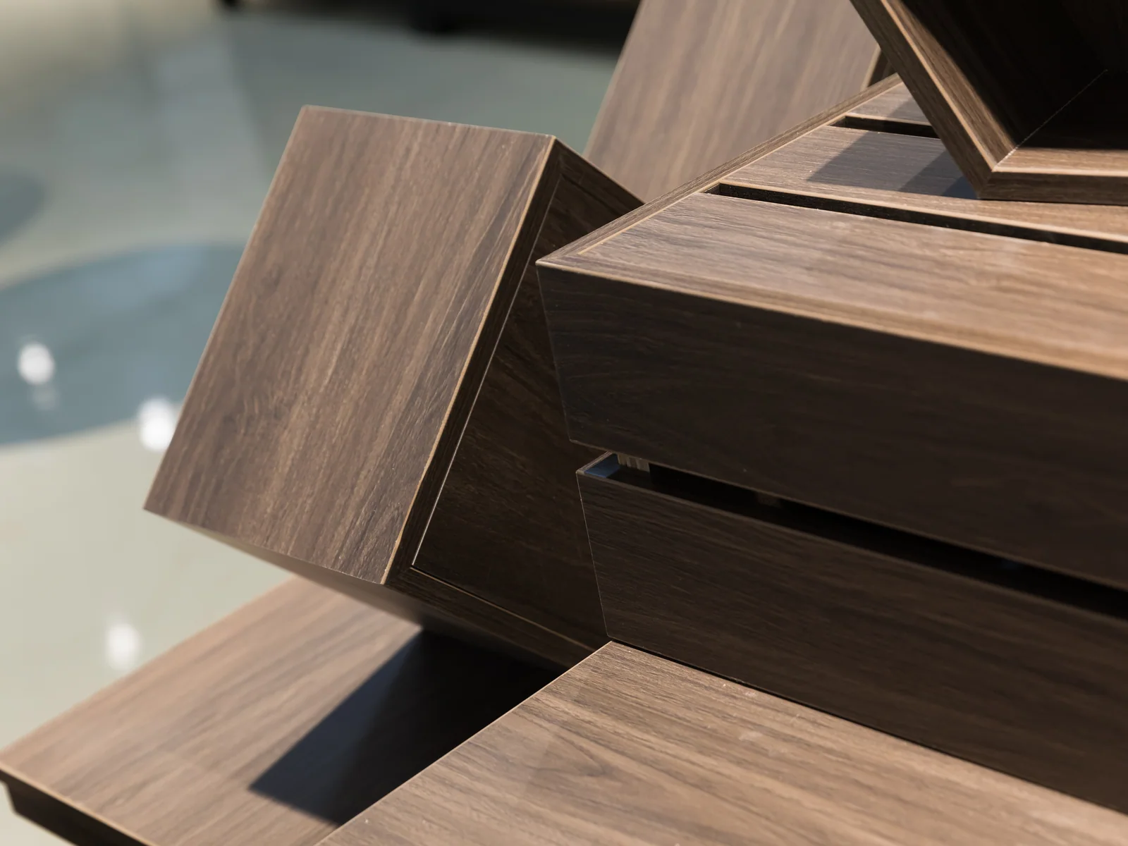 Scenario promotional set photographed as a group showing tables, risers and steps