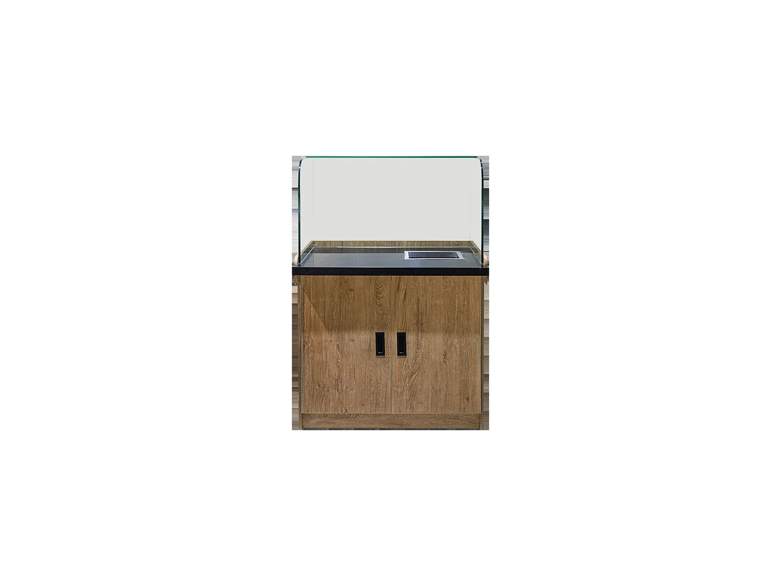 Supermarket Service Desk with Scale Well photographed from the front on a white studio background