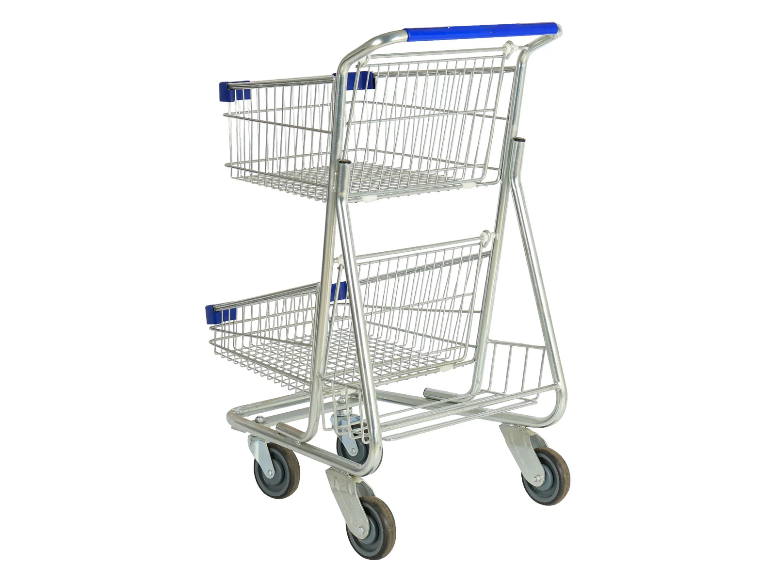 Two Tier Wire Trolley for Stock Handling photographed from the front on a white studio background