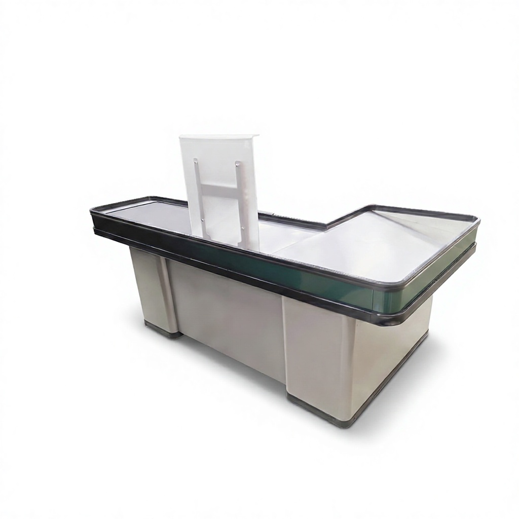 Supermarket Conveyor Checkout Counter with Cash Cabinet