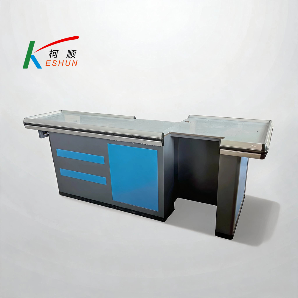 Simple L Shape Supermarket Checkout Counter, Retail Cash Desk