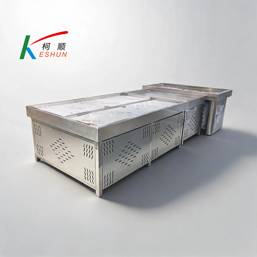 Stainless Steel Fresh Produce Table, Supermarket Seafood & Meat Display Counter