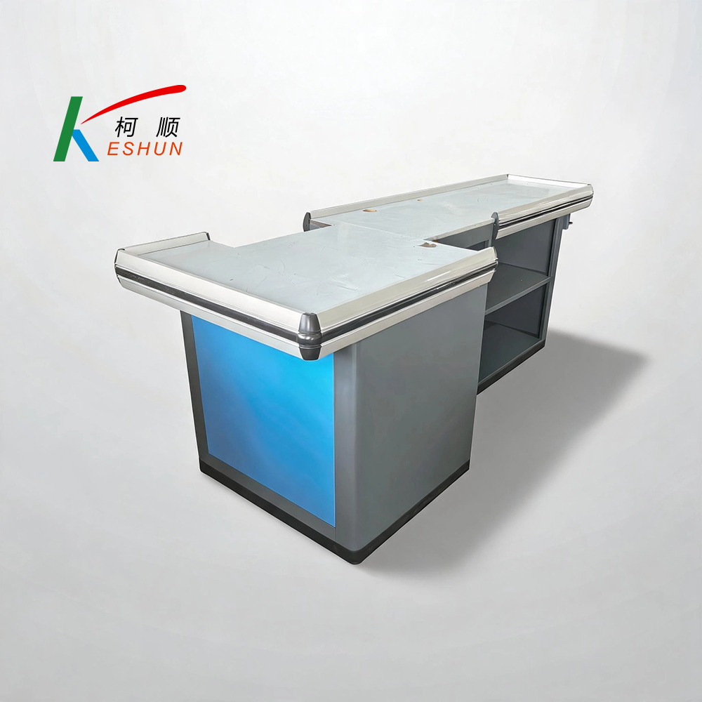 Simple L Shape Supermarket Checkout Counter, Retail Cash Desk